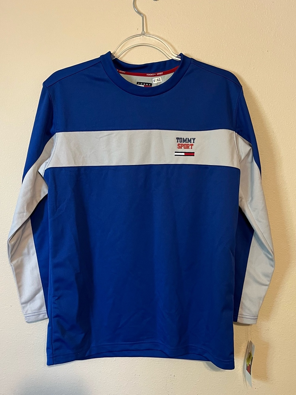 Vintage 90s Tommy Hilfiger Sport Long Sleeve Athletic Shirt Blue Grey Mens L